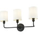 Leena 3 Light 22 inch Matte Black Vanity Light Wall Light